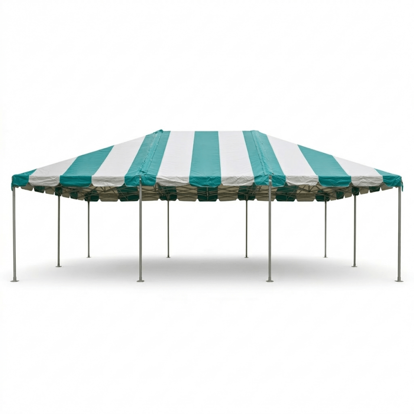 20x30 Striped Green Frame Tent, event planning, party supplies, equipment rental, celebration, party rentals near me, professional setup